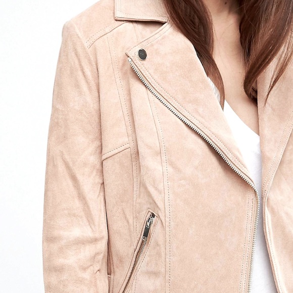 NWOT River Island Suede Biker Jacket in Desert Blush Size 10 $130 (RRP $198)💛. - Picture 2 of 8